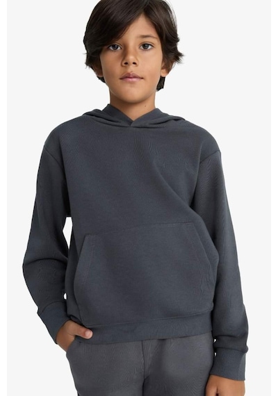 Defacto Erkek Çocuk Basic Düz Kapüşonlu Sweatshirt E9558a825auar126 Antrasit
