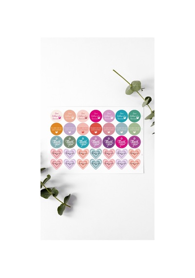 Desenli Thank You Teşekkür Stickers Paketleme Çıkartma Pytkstk103