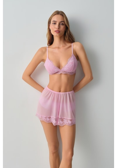 Suwen Scarlet Dantelli Şort Pijama Alt Wsh11810079077 Pembe