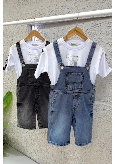Minigimin Cicileri Miniğimin Cicileri Urban Kot Salopet Şort Erkek Çocuk Takım - Mavi Diğer Minigimin Cicileri Miniğimin Cicileri Urban Kot Salopet Şort Erkek Çocuk Takım - Mavi Diğer