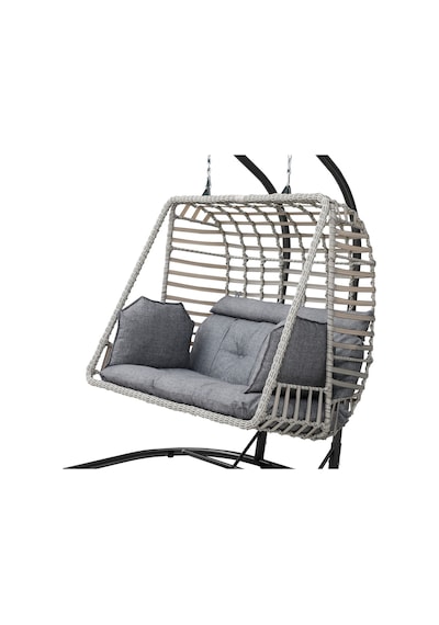 Tu Tienda Çift Kişilik Rattan Salıncak Gri