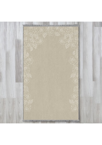 Evaşk Namazlık Dokuma Halı Kaymaz Muslumana Seccade 80 x 130 BEJ EVAŞK404C66