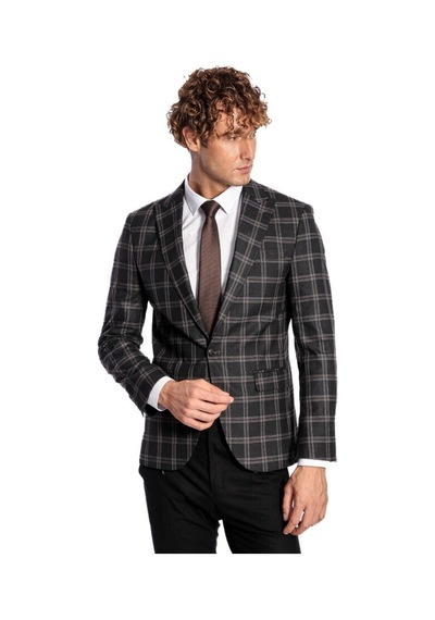 Wessi Slim Fit Sivri Yaka Siyah Erkek Ceket 001
