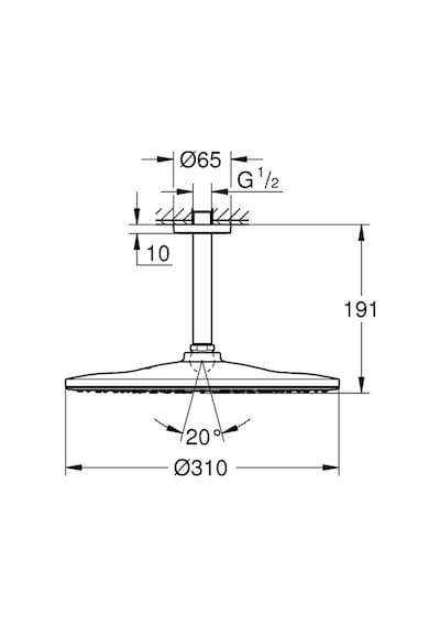 Grohe Rainshower Mono 310 Tepe Duşu Set 422 Mm, 1 Akışlı Phantom Black - 22122kf0