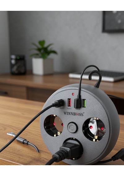 Çoklu Priz 3 Soket 3 Usb Type-c Hızlı Şarj 2m Uzatma Kablosu 0