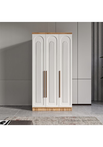 Flora 3 Kapaklı Komple Mdf Gardırop - Elbise Dolabı