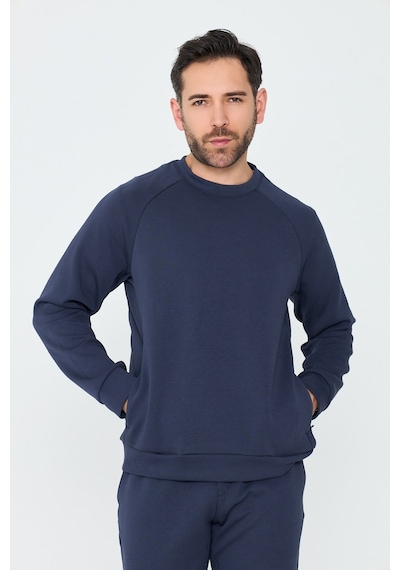 White Stone Lacivert Pamuklu Erkek Basic Sweatshirt