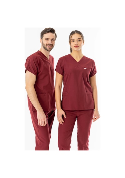Terikoton Yarasa Kol Doktor Hemşire Forması Alt Üst Takım Bordo Tyrs0003 Bordo
