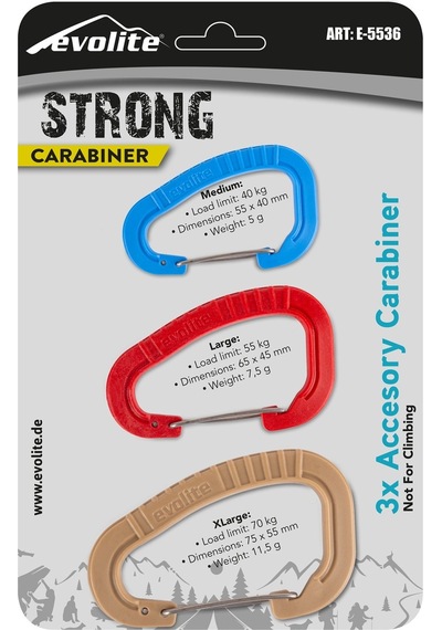 Evolite Strong 3'lü Karabina Seti  Bej/Kırmızı/Mavi Çok Renkli