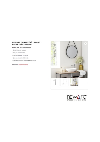 Newarc Newart-Çanak Tipi Lavabo Bataryası 150001N