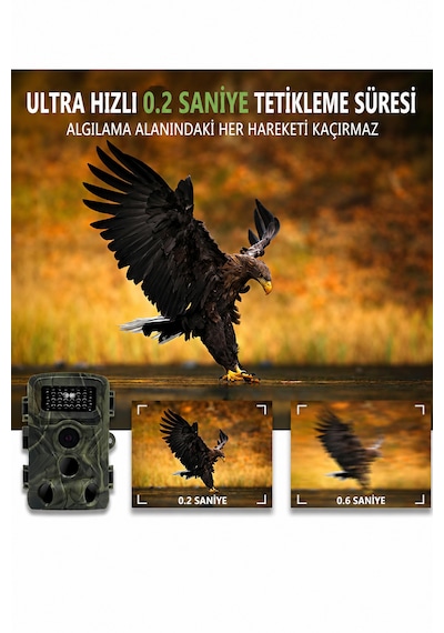 Nvg Fotokapan 24MP 1080P Full HD Gece Görüşlü 3 Sensörlü IP66 Su Geçirmez Hızlı Tetikleme 120° Geniş Algılama Açısı