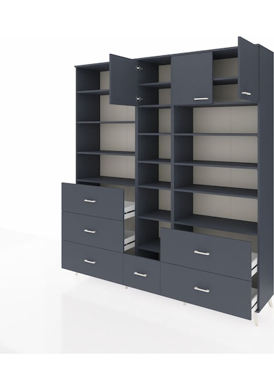 Hyperion Dolap 17 Raflı 6 Çekmeceli 3 Kapaklı 220x44x243 Antrasit-antrasit/antrasit Çok Renkli Hyperion Dolap 17 Raflı 6 Çekmeceli 3 Kapaklı 220x44x243 Antrasit-antrasit/antrasit Çok Renkli
