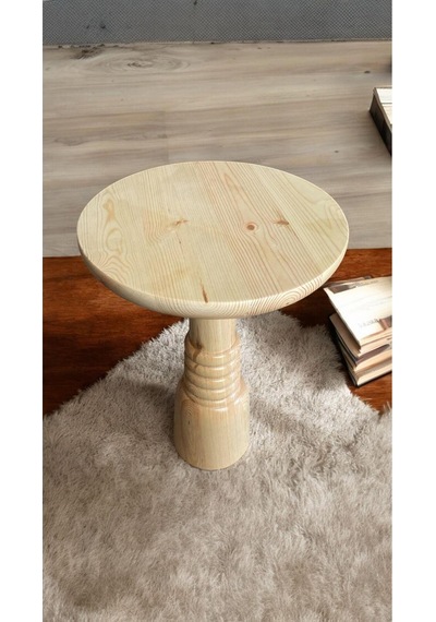 Wood Wooden Ahşap Tekli Boğumlu Mantar Yan Sehpa Modern Naturel Renk Fiskos Kahverengi