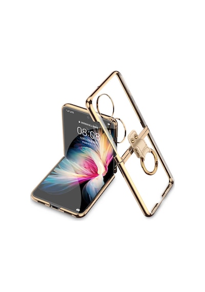 Huawei P50 Pocket Kılıf Pazarplus Yüzüklü Kıpta Kılıf Altın