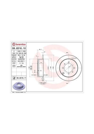 Mitsubishi Lancer 7 Arka Fren Diski 2004-2014 Brembo 08831610 2adettir