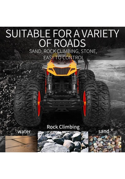 Kumandalı 33 Cm Dev Off-road Araba 15km/h Hızlı, Şarjlı, 2.4ghz Rc Tırmanıcı Arazi Aracı 9030-3f - Turuncu