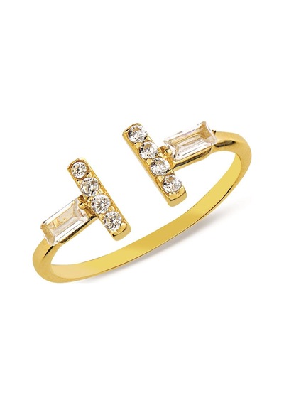 Goldkupe 14 Ayar Altın Baget Taşlı Ayarlanabilir Yüzük 1,22 Gr-6417