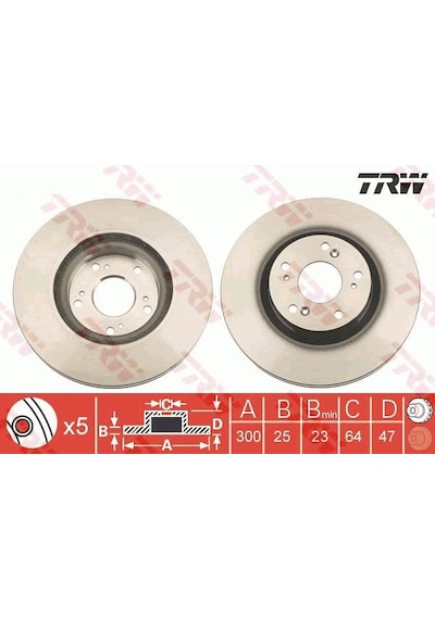 Honda Civic Type-R Ön Fren Diski 300 Mm Çap 2007-2015 Trw