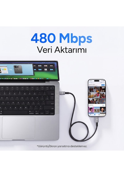 Juo 240w Type-c To Type-c Dijital Tft Ekranlı E-mark Çipli Örgülü Hızlı Şarj Kablosu 1.2 Metre