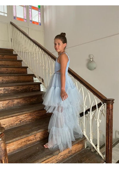Butikhappykids Kız Çocuk Askılı Mavi Zincir Detaylı Kat Etekli Kuyruklu Abiye Elbise 10-15 Yaş Mavi Butikhappykids Kız Çocuk Askılı Mavi Zincir Detaylı Kat Etekli Kuyruklu Abiye Elbise 10-15 Yaş Mavi