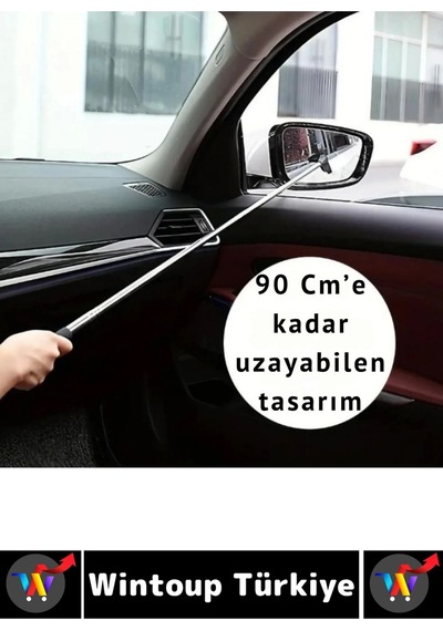 Kompakt Araç İç Dış Temizlik Yan Ayna Dikiz Aynası Silecek 90 Cm Uzayabilen Teleskopik Cam Sileceği