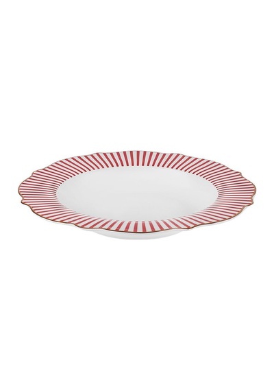 Karaca New Romantic Kırmızı İnce Çizgili Çukur Tabak 24 cm