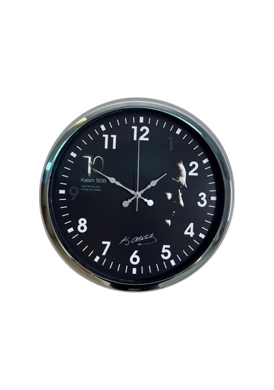 Silver Prestige Atatürk 40 Cm Metal Krom Duvar Saati
