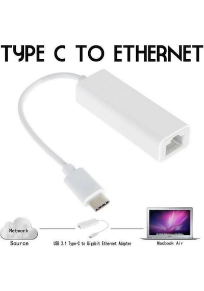 Usb 3 .1 Type-C To Ethernet Rj45 Mac Network Internet Adaptörü