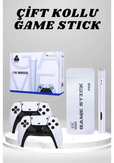 4k Hd Görüntü Kaliteli Retro Game Stick 20000 Oyunlu Çift Kollu Beyaz Game Stick Çok Renkli