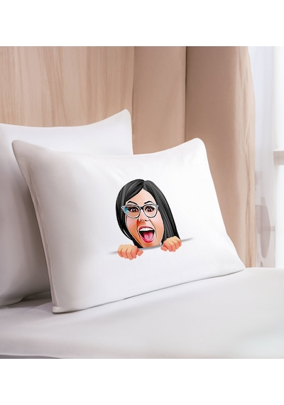Bk Gift Kişiye Özel Karikatür Tasarımlı Pamuklu Yastık Kılıfı-3 50x70cm , Sevgiliye , Ev si, Tasarım Ev Tekstili