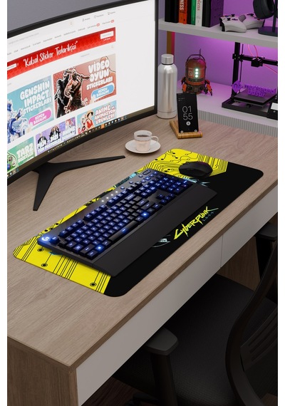 Cyberpunk 2077 Kaymaz Dikişli Kauçuk Oyuncu Mousepad V4 - 70x30 Xl Gaming Mouse Pad Fare Altlığı