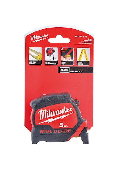 Milwaukee 5m Çift Taraflı Manyetik Uçlu Wide Blade Şerit Metre - T4932471815 5 M