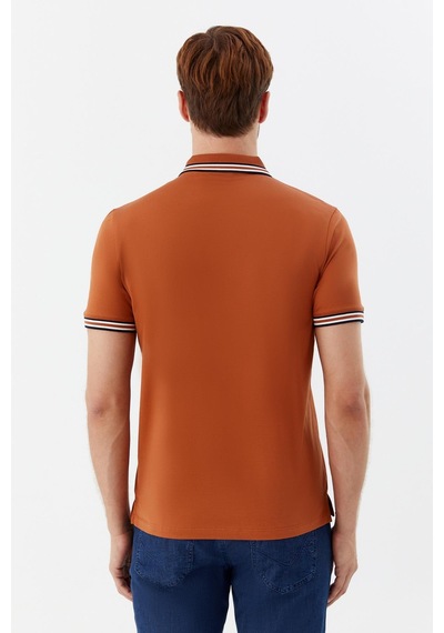 Düğmeli Polo Yaka Erkek T-shirt Kiremit