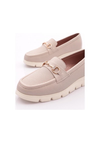 Dgn 6095-1 Kadin Aksesuarli Loafer Ayakkabi Ekru