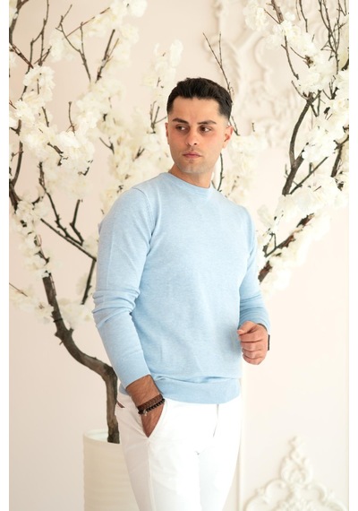Sıfır Yaka Pamuklu Slimfit Basic Erkek Triko Kazak 001