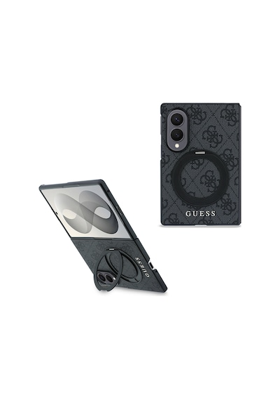 Samsung Galaxy Z Fold 8 Uyumlu Kılıf Guess Lisanslı M-safeli 360 Standlı Pu Klasik Yazı Logolu Kapak Siyah