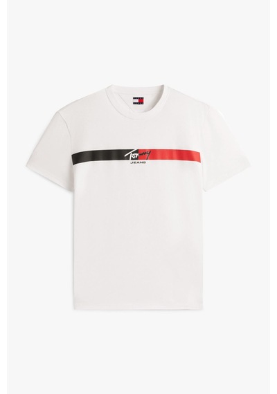 Tommy Hilfiger Tjm Erkek Regular İmza Şeridi T Ext Beyaz T-shirt-13661 Beyaz