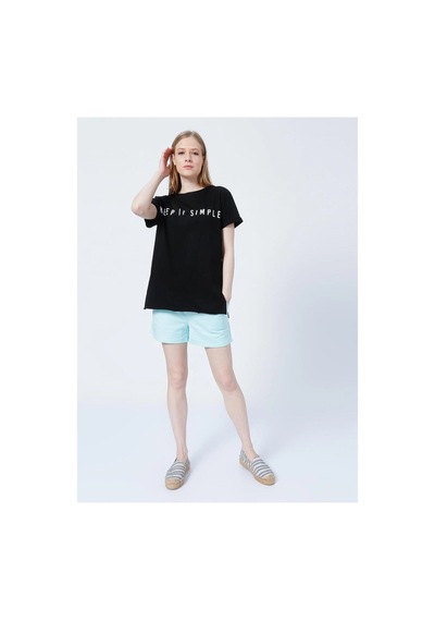 Fashion Frends 22y0655k1 Lastikli Rahat Kalıp Düz Mint Kadın Şort