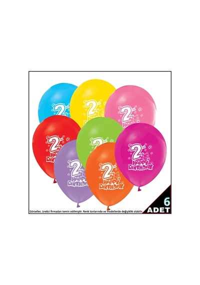2. Yaş Doğum Günü Pastel Balon, 30 CM X 6 Adet