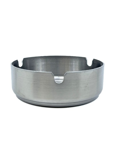 Paslanmaz Çelik Yuvarlak Metal Küllük - Lüks Fırçalanmış Tasarım 8 Cm