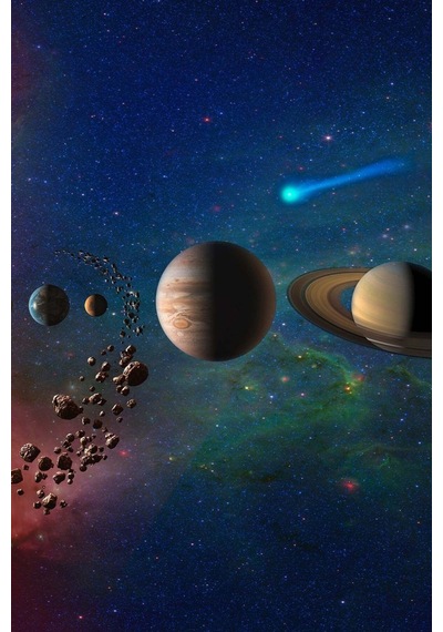 Gezegenler Tasarımlı Ahşap Poster Renkli - 645083061 Renkli