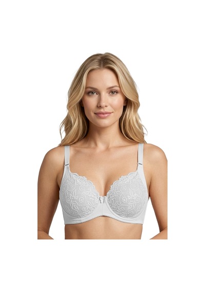 Cottonill Bra - Elora Büyük Beden Dantelli Balenli Minimizer Ayarlanabilir Askılı Kadın Sütyen 3'lü Paket-2 Çok Renkli