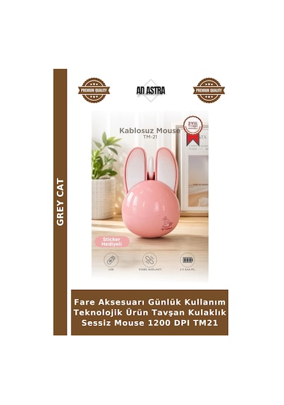 Fare Aksesuarı Günlük Kullanım Teknolojik Ürün Tavşan Kulaklık Sessiz Mouse 1200 Dpı Tm21 Diğer