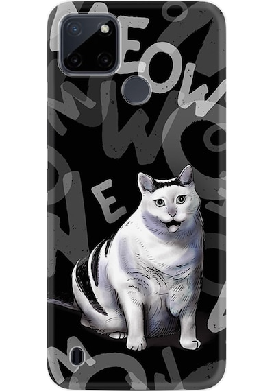 Realme C21Y Kılıf Resimli Desenli Silikon Platinium Series Meowww 1846