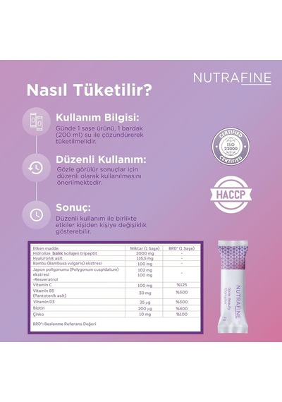 Glow Beauty Complex Tripeptit Marine Kolajen, Resveratrol,biotin, Hyaluronik Asit İçeren Cilt & Güzellik Takviyesi