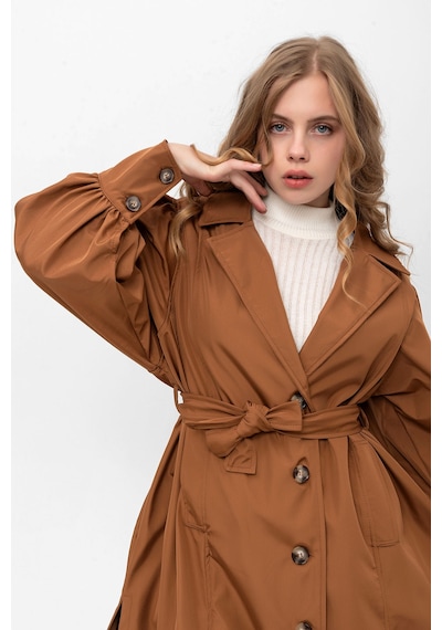 Pastelastore Kadın Balon Kol Yırtmaçlı Düğmeli Kuşaklı Oversize Uzun Mevsimlik Trençkot 2113 Taba Pastelastore Kadın Balon Kol Yırtmaçlı Düğmeli Kuşaklı Oversize Uzun Mevsimlik Trençkot 2113 Taba