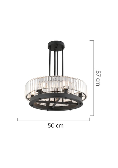 Azalea 6Lı Siyah Kristalli Taşlı Modern Tasarım Kristal Salon Avize