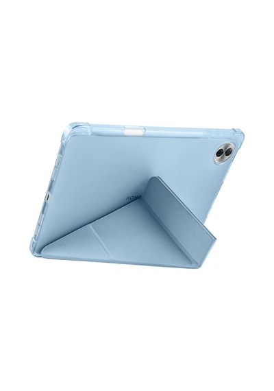 Honor Pad 10 12.1 İnç İle Uyumlu Standlı Kalem Bölmeli Uyku Modlu Akıllı Tablet Kılıf Kapak - Mavi