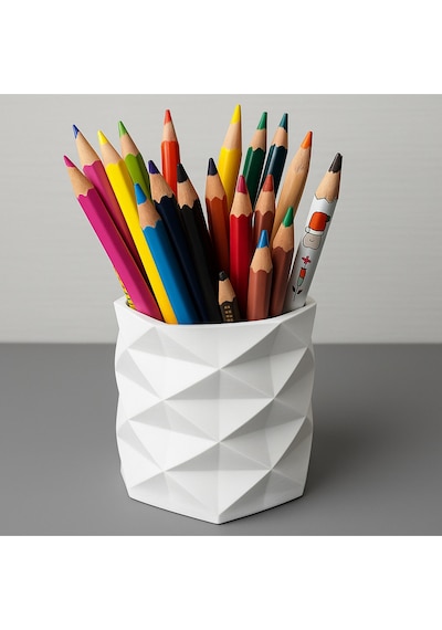 Geometrik Desenli 3d Baskı Kalemlik & Vazo Modern Ve Şık Tasarım