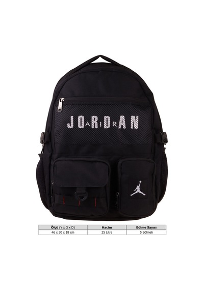 Jordan Air Beş Bölmeli Brooklyn Black Siyah Erkek Çocuk Günlük Ve Okul Sırt Çantası - Q3180